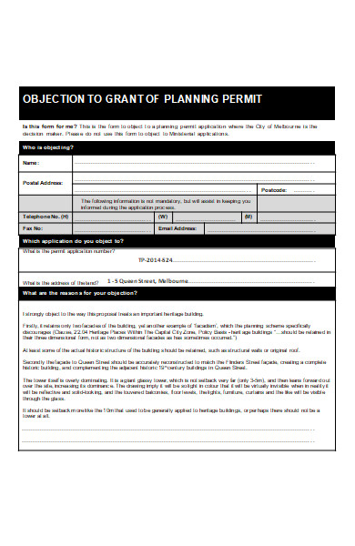grant of planning permit form