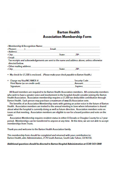 health association membership form