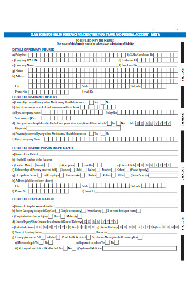 health insurance policy claim form