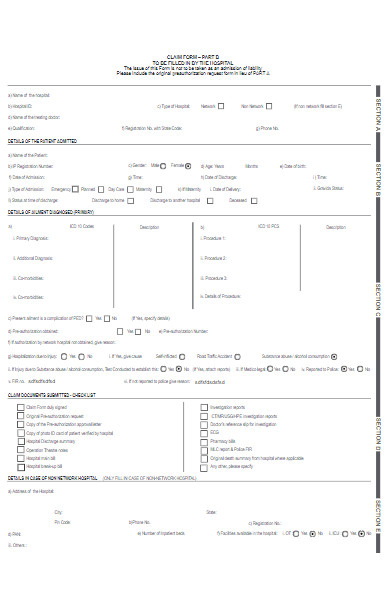 hospital claim form