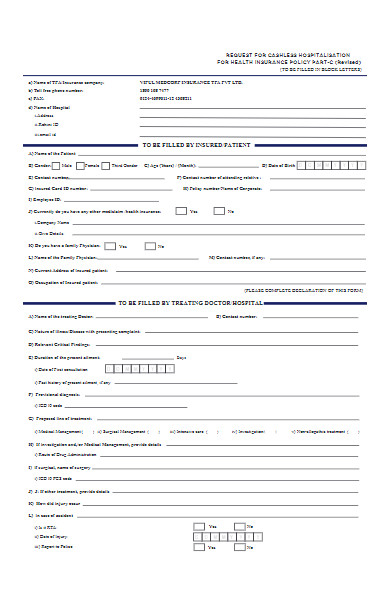 hospital pre authorisation form