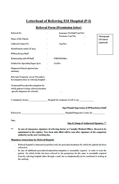 hospital referral form