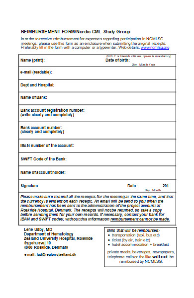 hospital reimbursement form