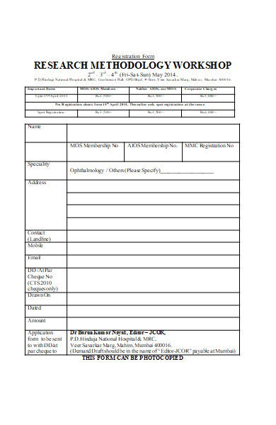 hospital reseach registration form