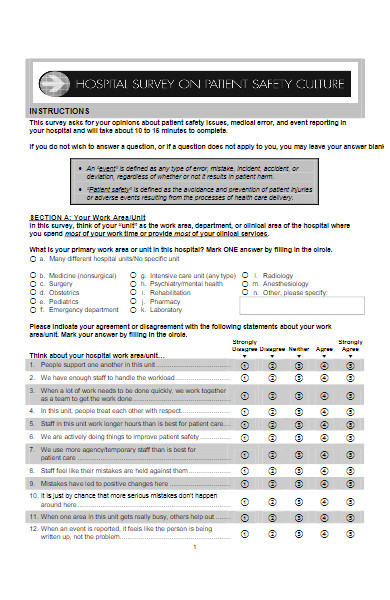 hospital survey form