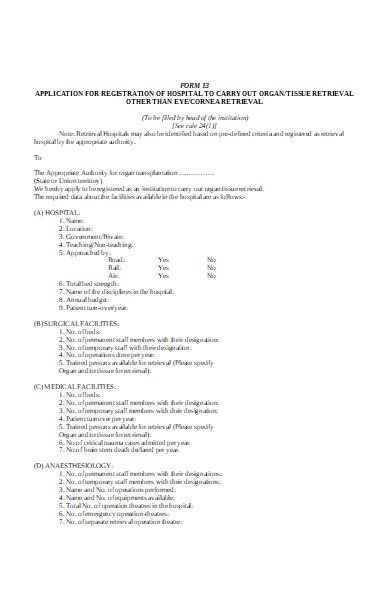 hospital to carry out organ registration form