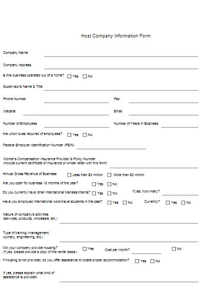 host company information form
