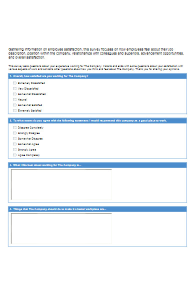 human resource employee satisfaction survey form