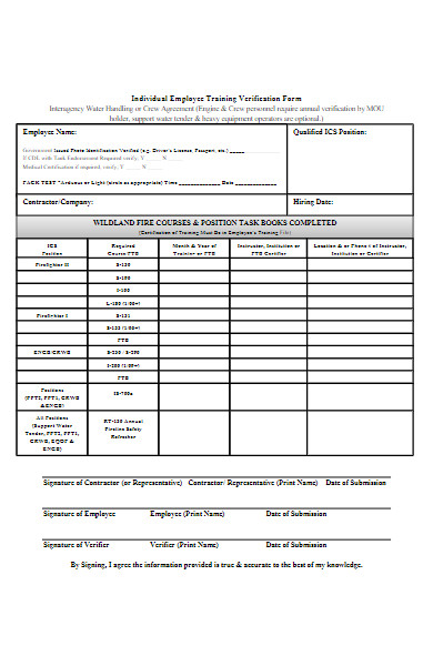 individual employee verification form