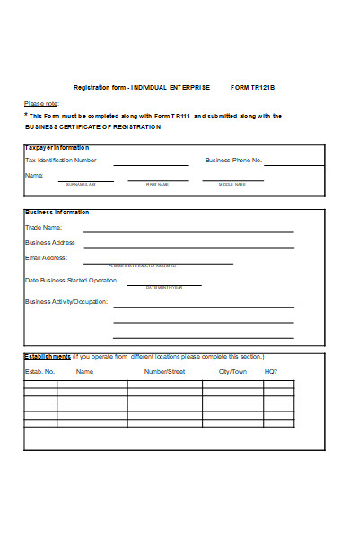 individual enterprise registration form