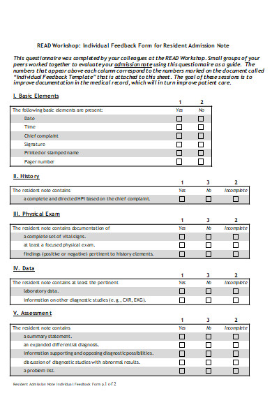 individual feedback form