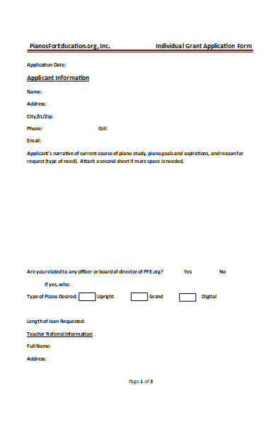 individual grant application form