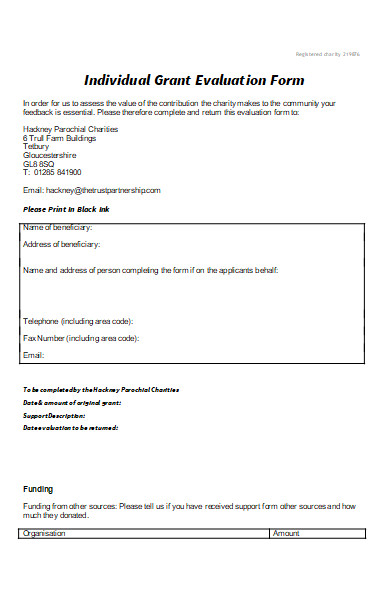 individual grant evaluation form