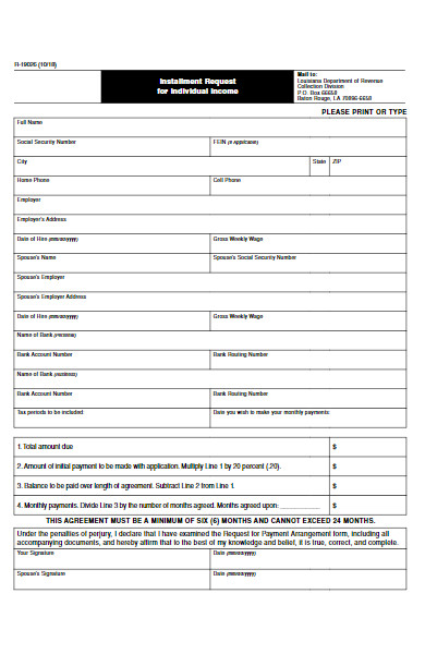 individual income installment request form