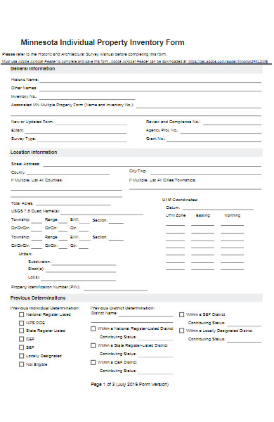 individual property inventory form