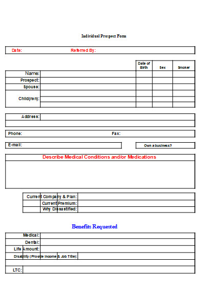 individual prospect form