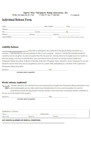 individual release form example