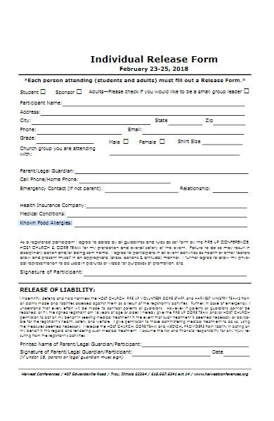 individual release forms