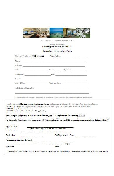 individual reservation forms