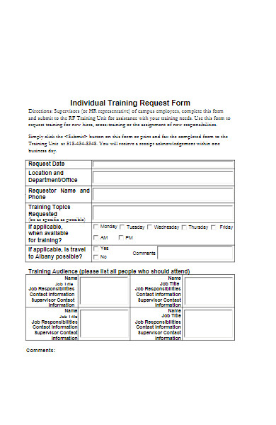 individual training request form