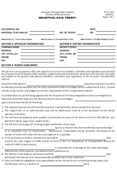 industrial permit application form format