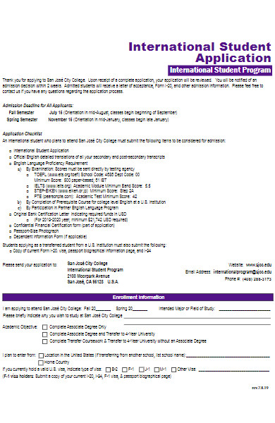 international student program application forms