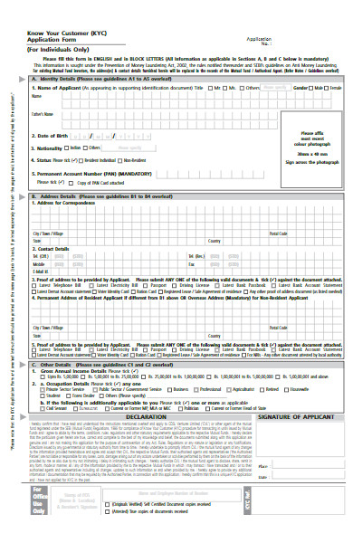 know your customer kyc application form example