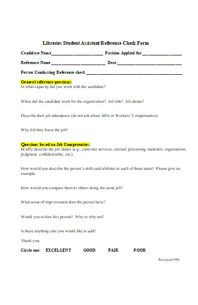 libraries student assistant reference check form