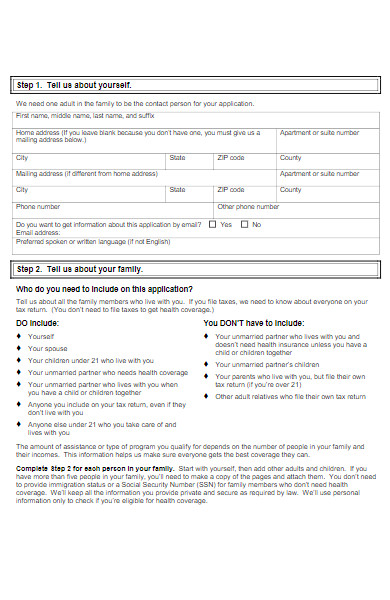 medicaid application form example