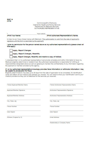 medicaid services authorized representative form