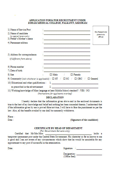 medical college application form for recruitment