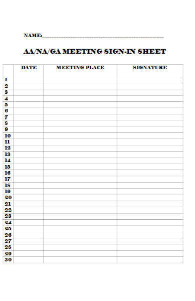 meeting sign in sheet form