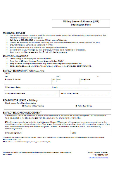 military leave cancel form