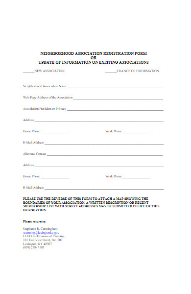 neighborhood association registration form