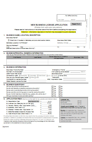 new business license application form