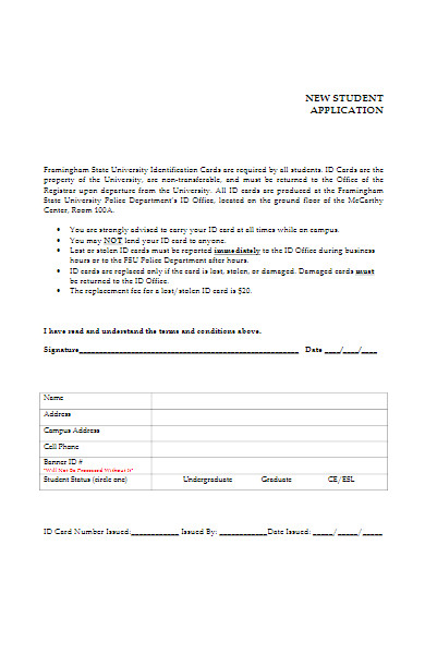 new student application form