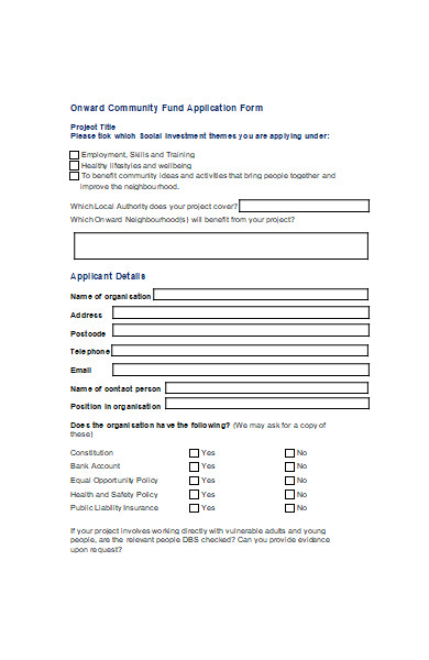 onward community fund application form