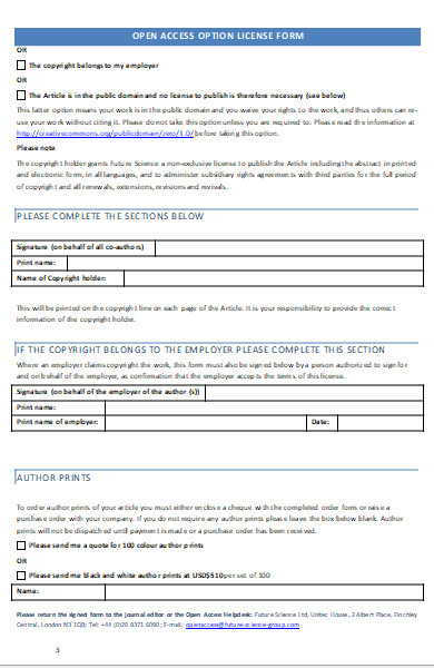 open access option license form