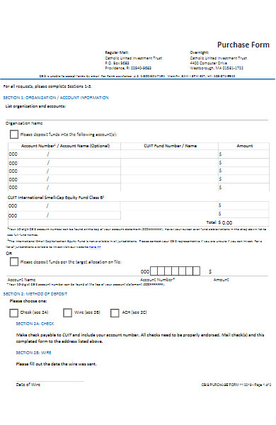 organization purchase form