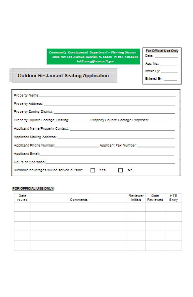 outdoor restaurant seating application form