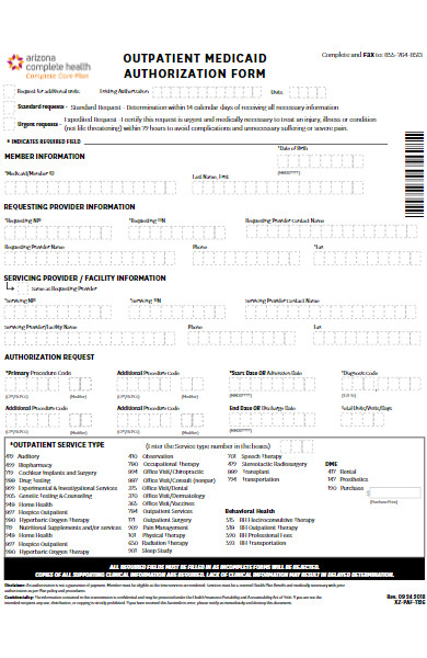 outpatient medicaid authorization form