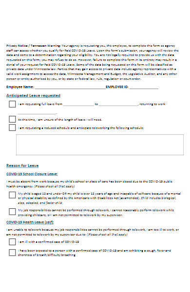 paid covid 19 leave request form