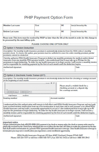 payment option form example