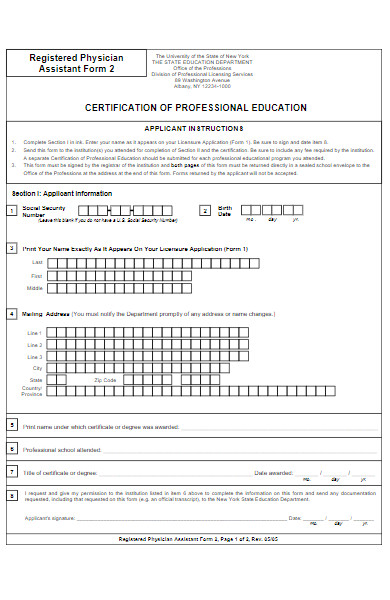 physician assistant form