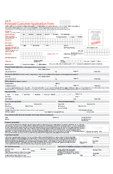 postpaid customer application form