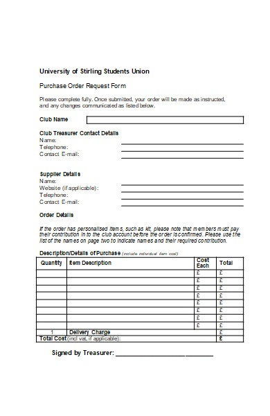 printable purchase order request form