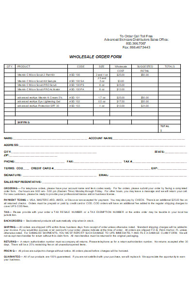 printable wholesale order form
