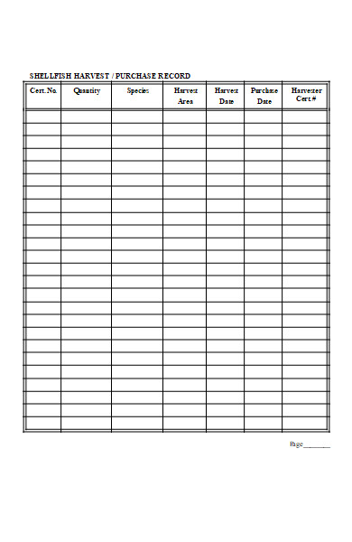 purchase record form