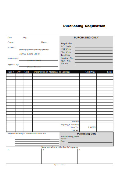 purchasing requisition form