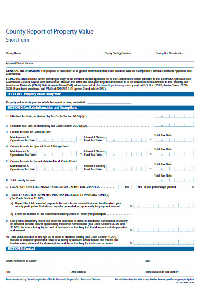 report form of property value